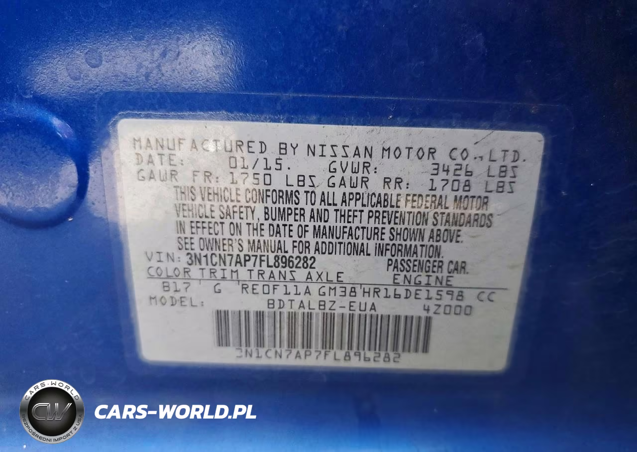 2015 Nissan Versa 1.6 Sv VIN:3N1CN7AP7FL896282 - 12