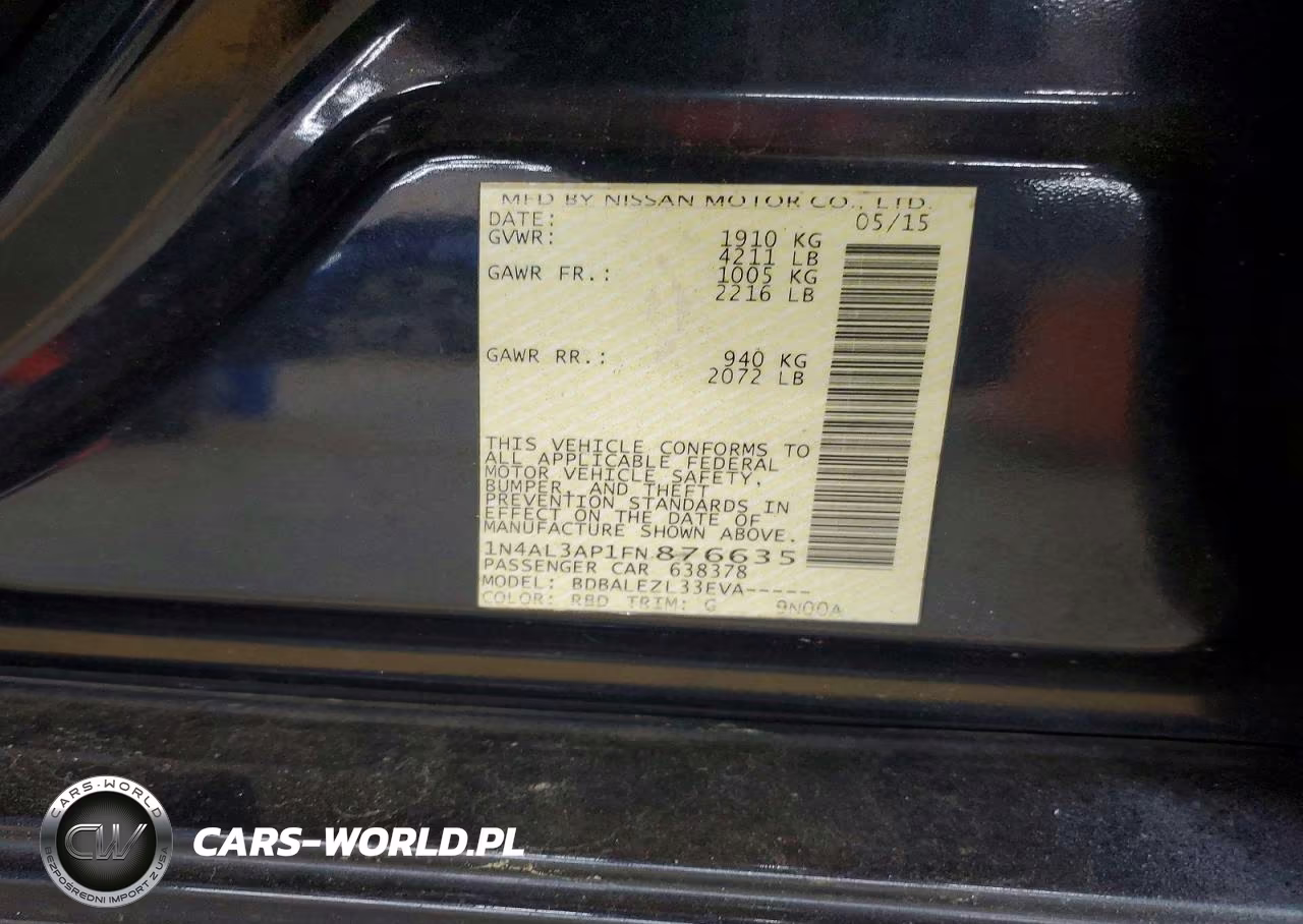 2015 Nissan Altima 2.5 S VIN:1N4AL3AP1FN876635 - 12