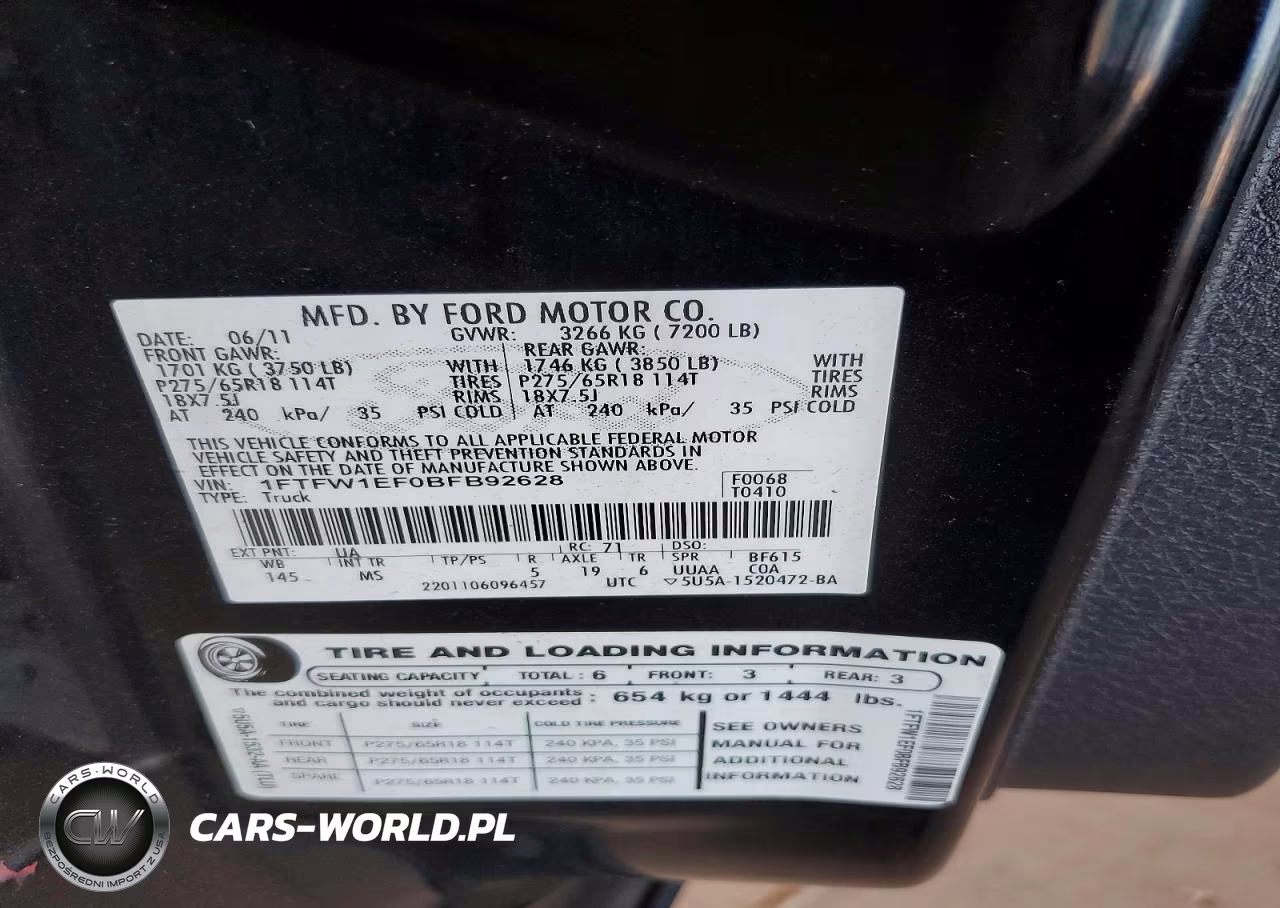 2011 Ford F150 Supercrew VIN:1FTFW1EF0BFB92628 - 13