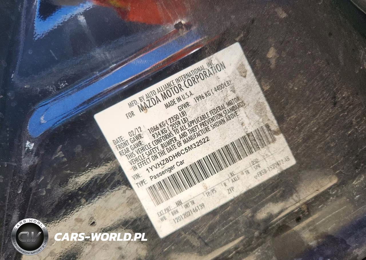 2012 Mazda 6 I VIN:1YVHZ8DH6C5M32522 - 12