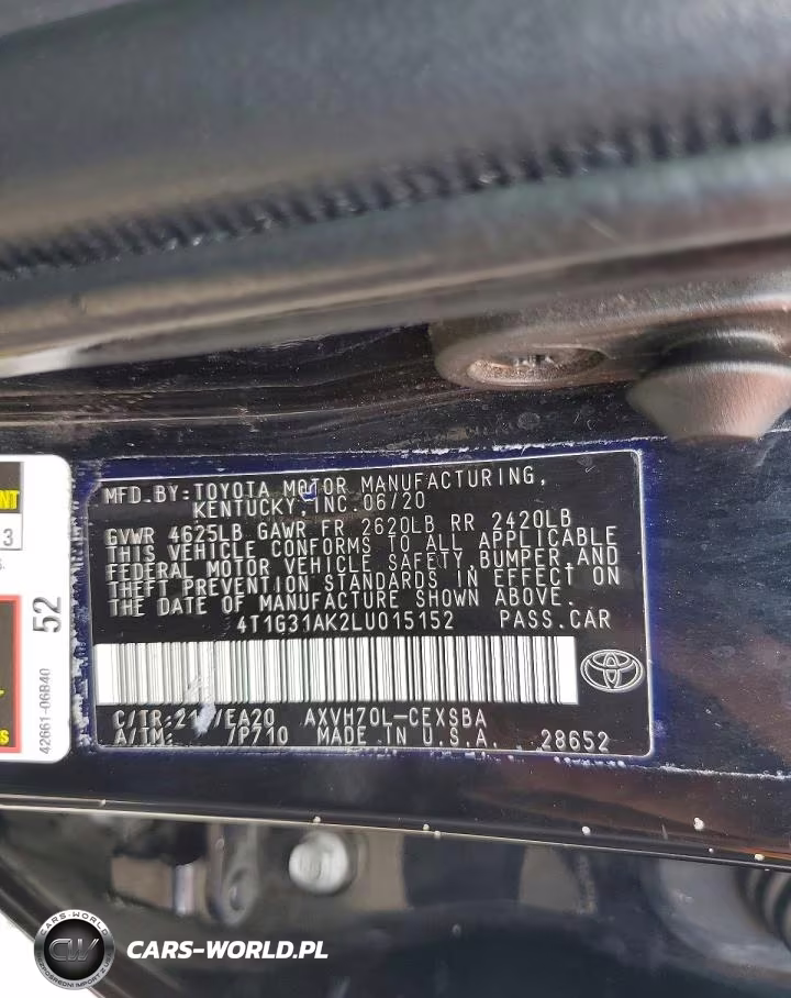 2020 Toyota Camry Se VIN:4T1G31AK2LU015152 - 12