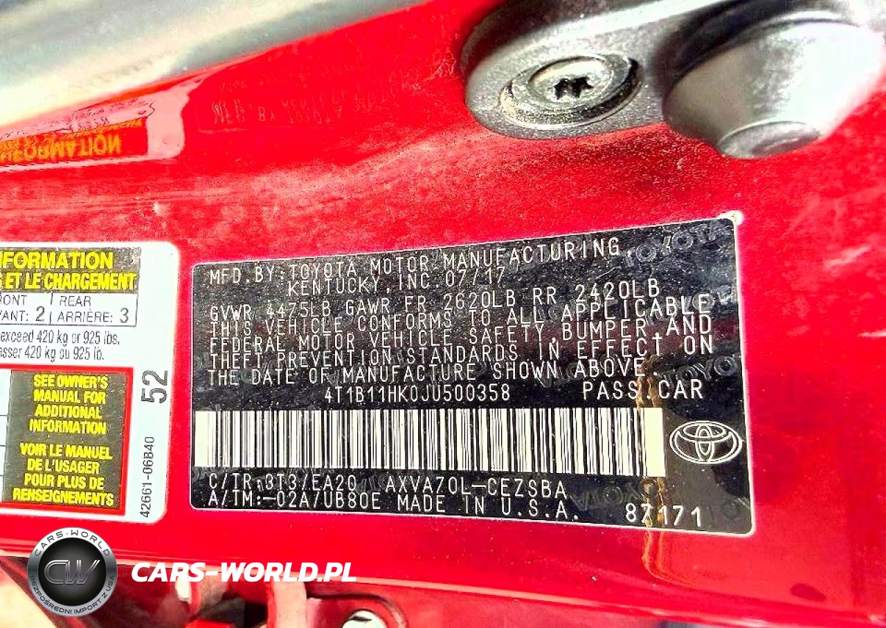 2018 Toyota Camry Se VIN:4T1B11HK0JU500358 - 10