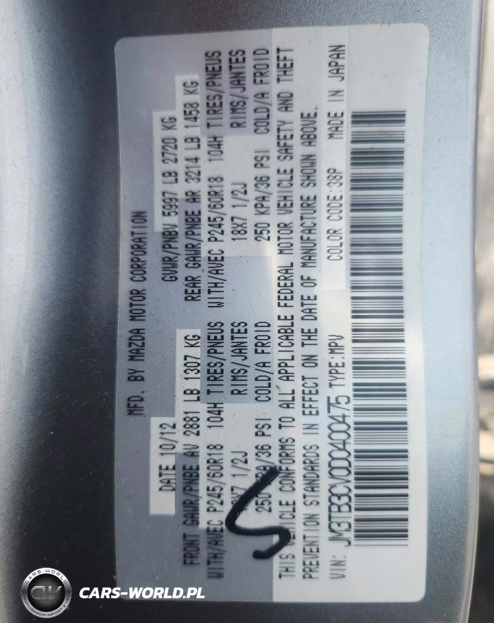 2013 Mazda Cx-9 Touring VIN:JM3TB3CV0D0400475 - 13