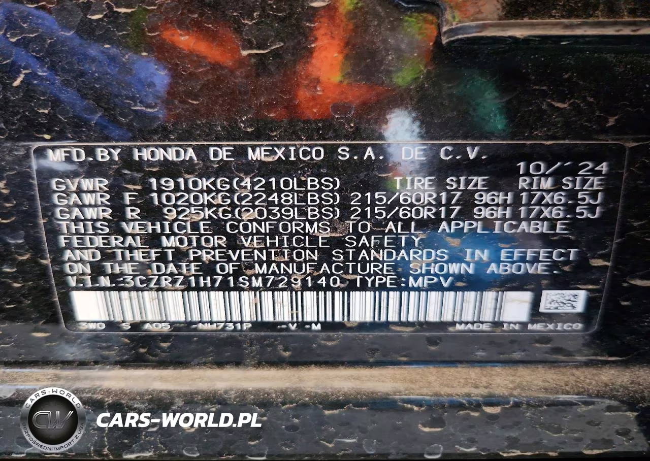 2025 Honda Hr-V Exl VIN:3CZRZ1H71SM729140 - 12
