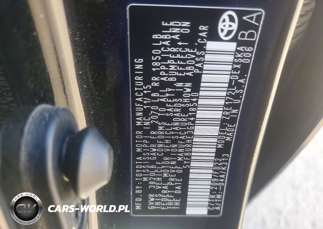 2016 Toyota Corolla S Plus VIN:5YFBURHE3GP418540 - 12