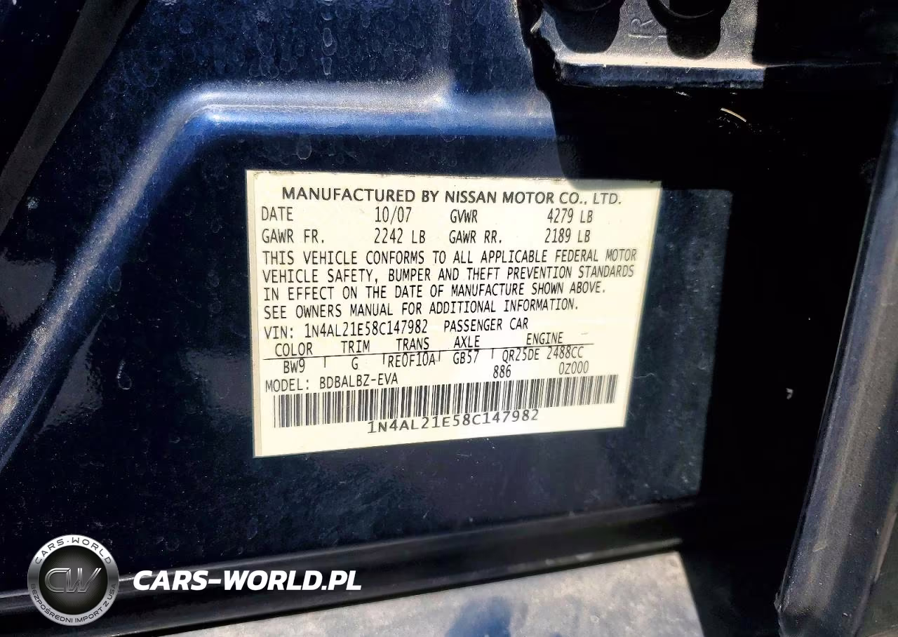 2008 Nissan Altima 2.5 VIN:1N4AL21E58C147982 - 13
