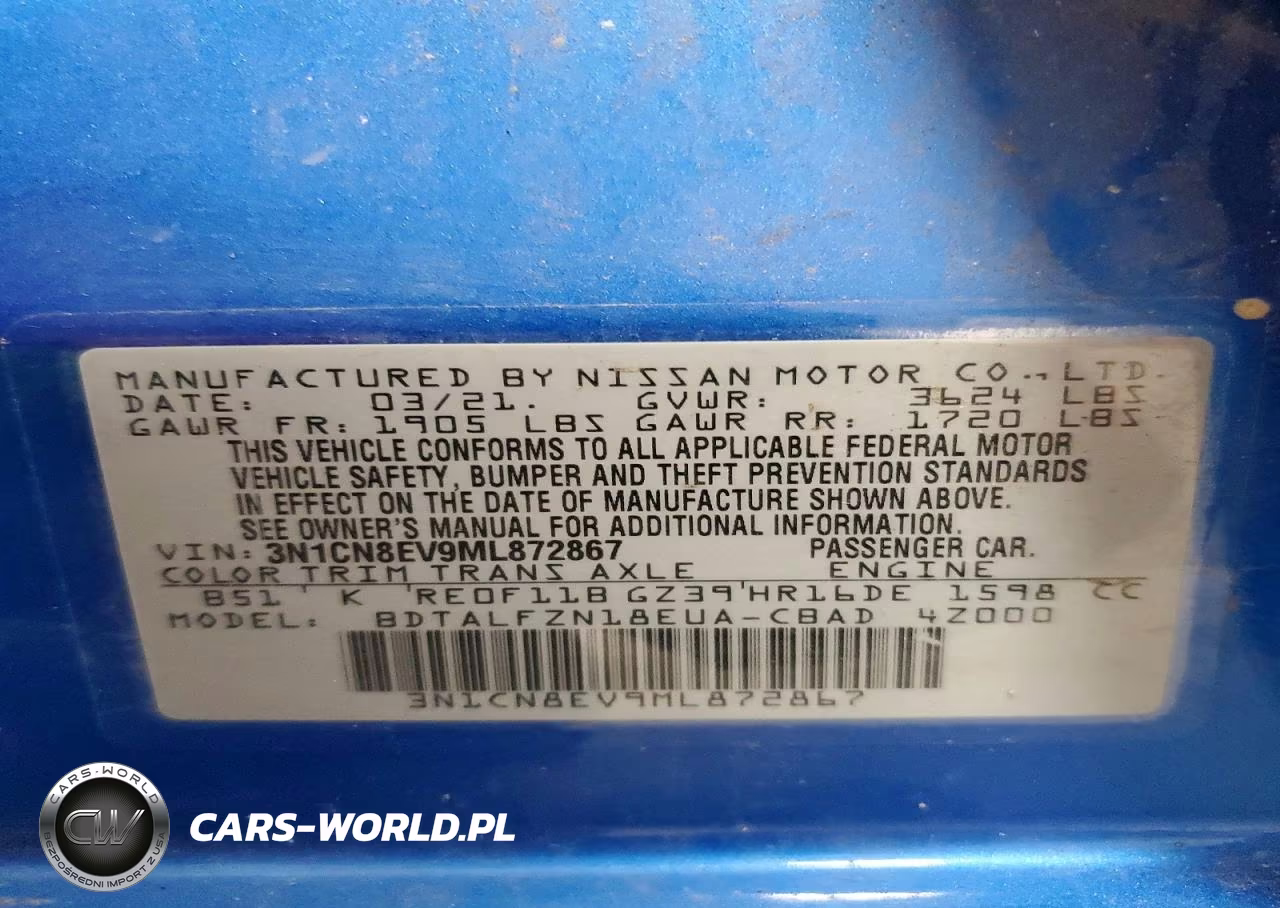 2021 Nissan Versa Sv VIN:3N1CN8EV9ML872867 - 12