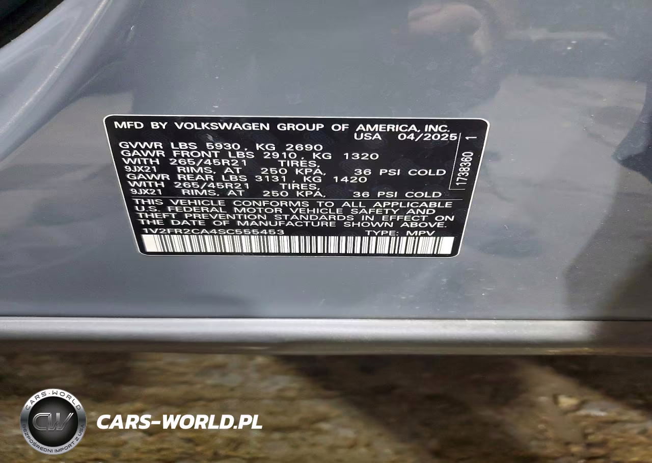2025 Volkswagen Atlas Sel Premium R-Line VIN:1V2FR2CA4SC555453 - 14