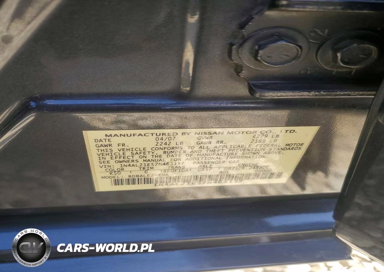 2007 Nissan Altima 2.5 VIN:1N4AL21E57N463157 - 12