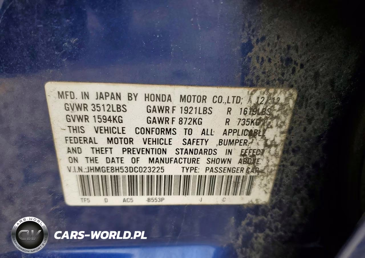 2013 Honda Fit Sport VIN:JHMGE8H53DC023225 - 12