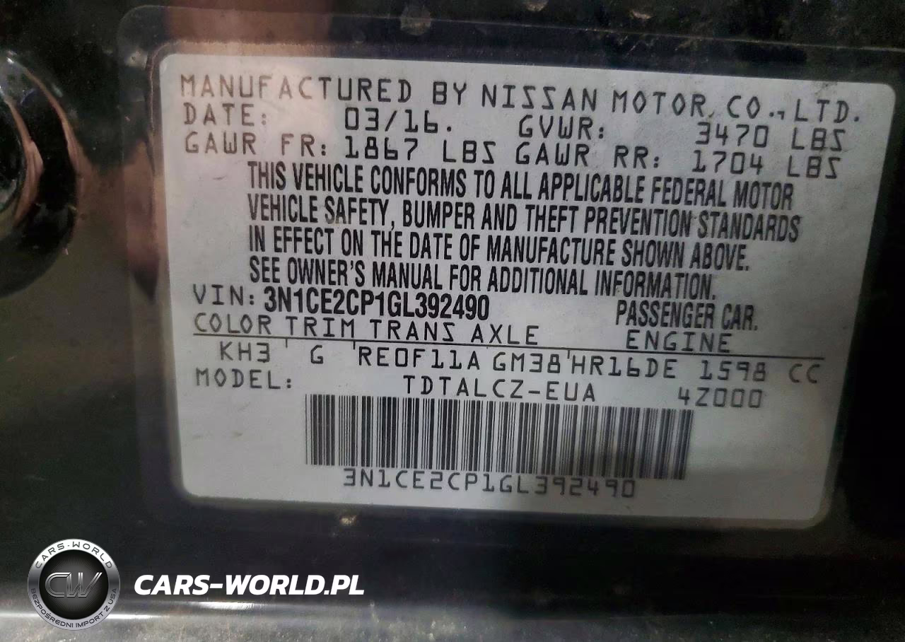 2016 Nissan Versa Note S Plus VIN:3N1CE2CP1GL392490 - 12