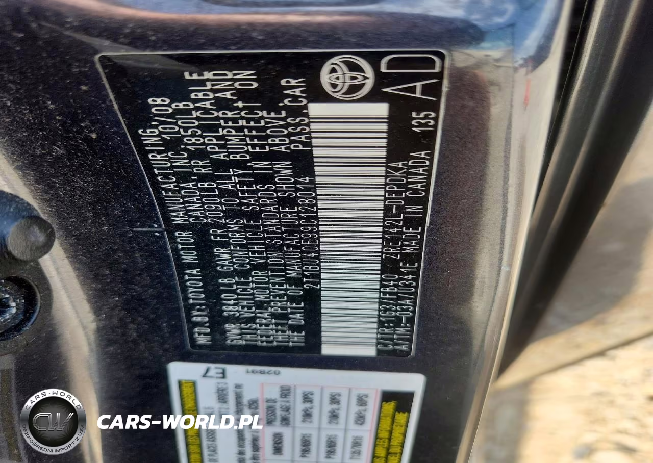 2009 Toyota Corolla Le VIN:2T1BU40E99C128014 - 12