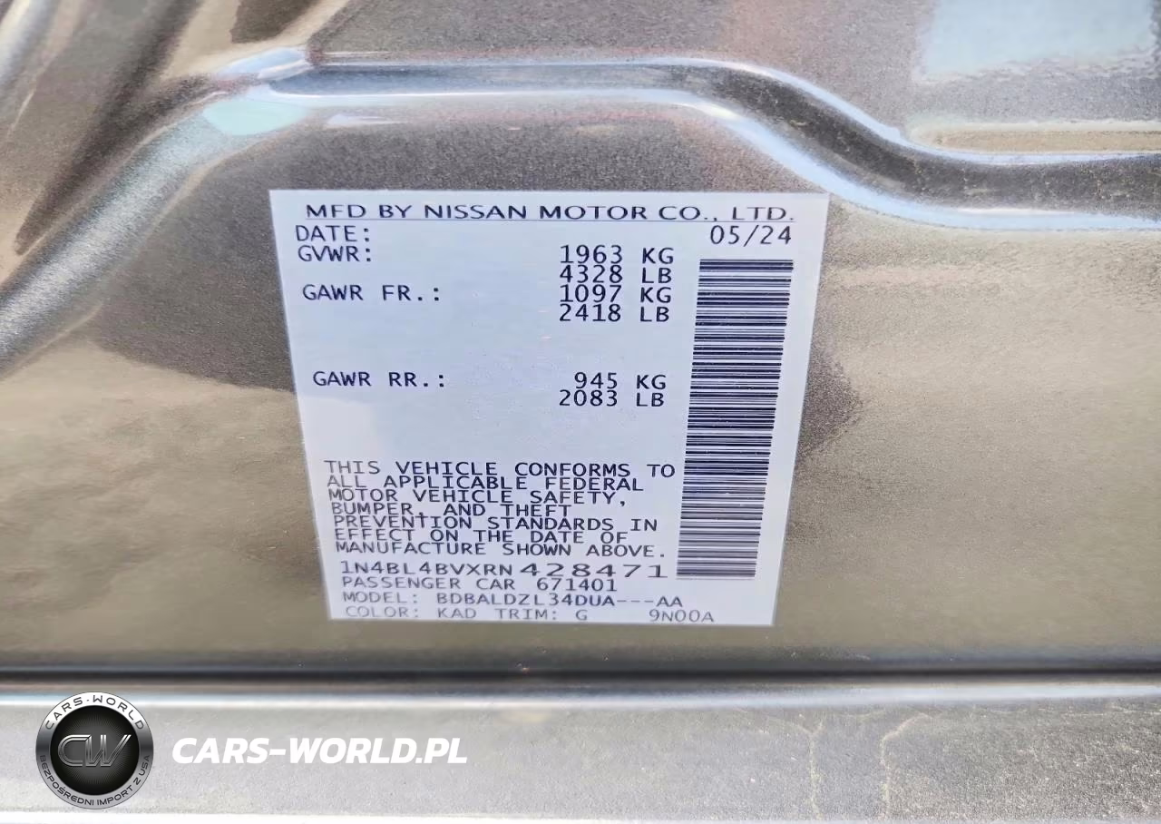 2024 Nissan Altima 2.5 S VIN:1N4BL4BVXRN428471 - 12