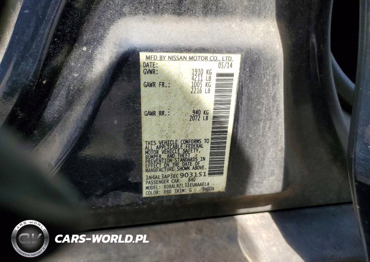 2014 Nissan Altima 2.5 S VIN:1N4AL3AP3EC903151 - 12