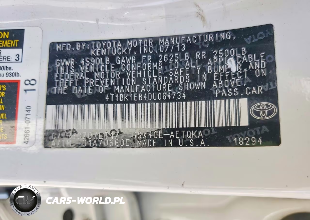 2013 Toyota Avalon Xle Touring VIN:4T1BK1EB4DU064734 - 12