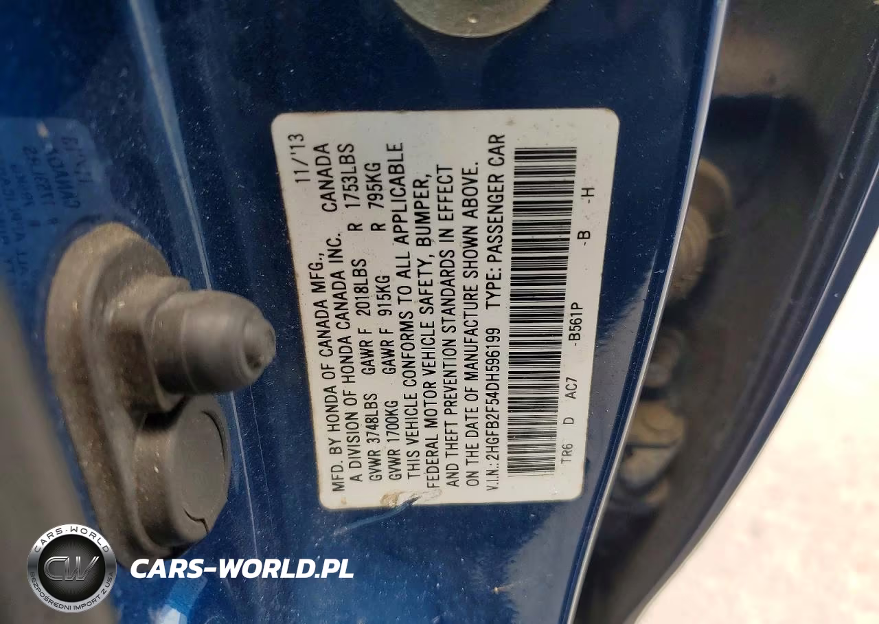 2013 Honda Civic Lx VIN:2HGFB2F54DH596199 - 12