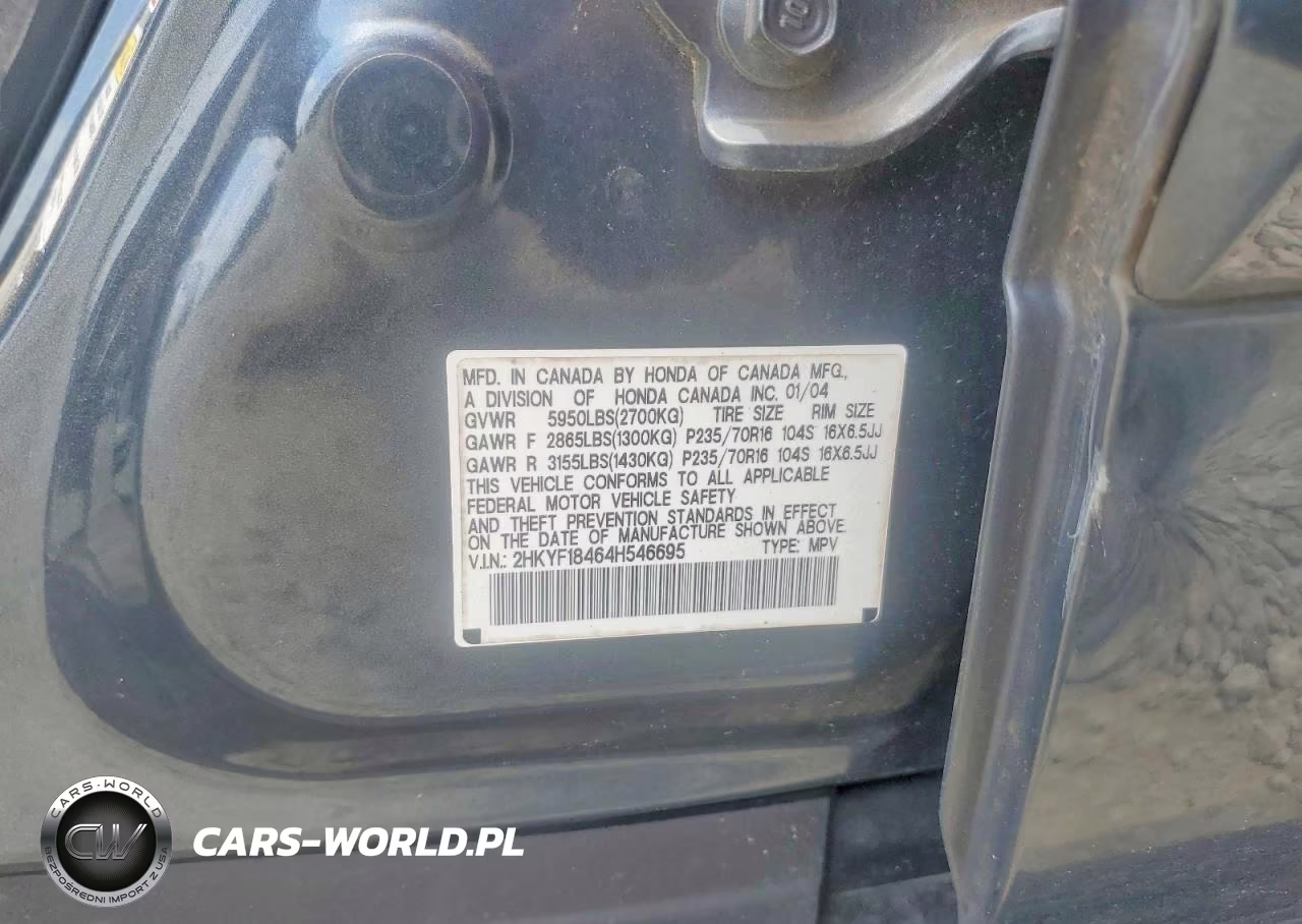 2004 Honda Pilot Ex VIN:2HKYF18464H546695 - 13
