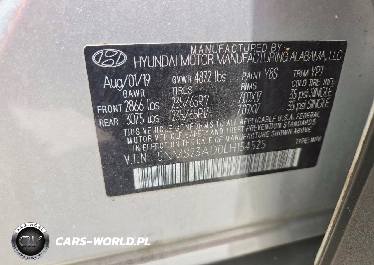 2020 Hyundai Santa Fe Se VIN:5NMS23AD0LH154525 - 14