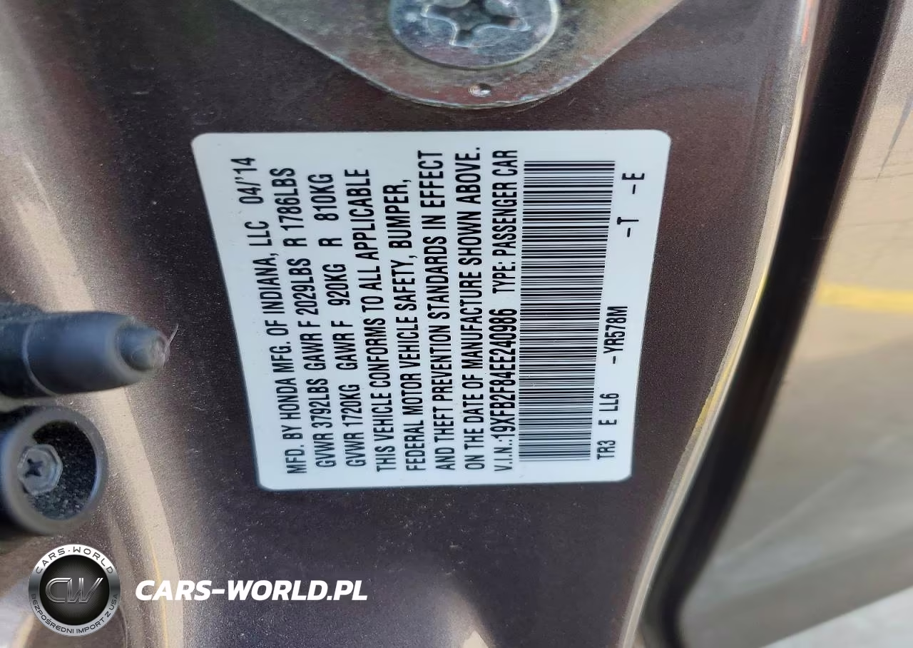 2014 Honda Civic Ex VIN:19XFB2F84EE240986 - 12