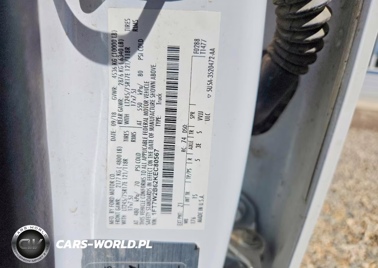 2019 Ford F250 Super Duty VIN:1FT7W2B62KEC80567 - 12