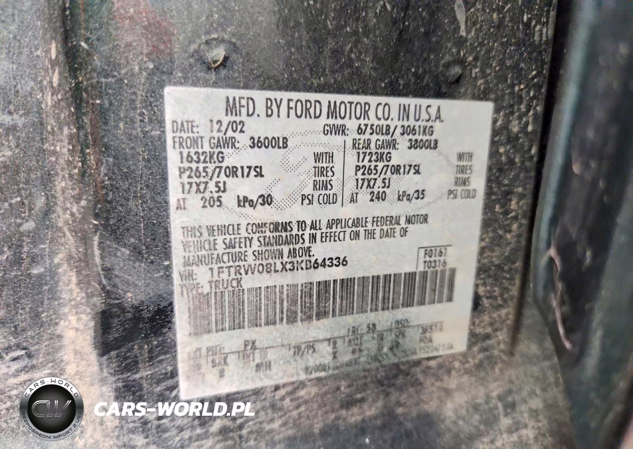 2003 Ford F150 Supercrew VIN:1FTRW08LX3KB64336 - 12