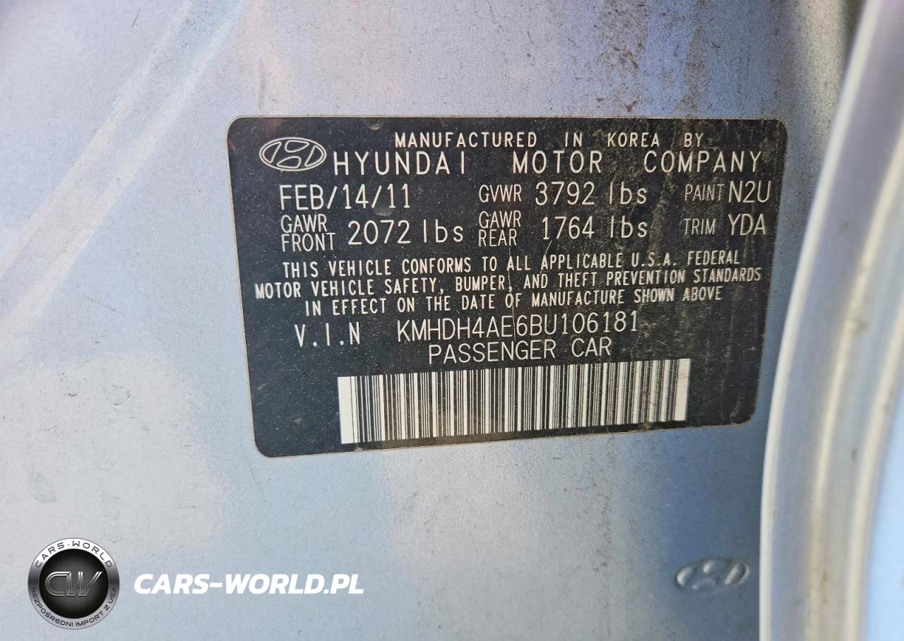 2011 Hyundai Elantra Gls VIN:KMHDH4AE6BU106181 - 12