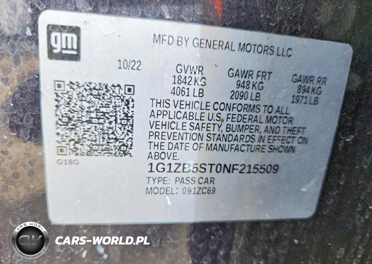 2022 Chevrolet Malibu Ls VIN:1G1ZB5ST0NF215509 - 12