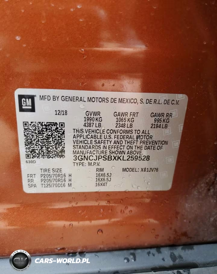 2019 Chevrolet Trax 1Lt VIN:3GNCJPSBXKL259528 - 12