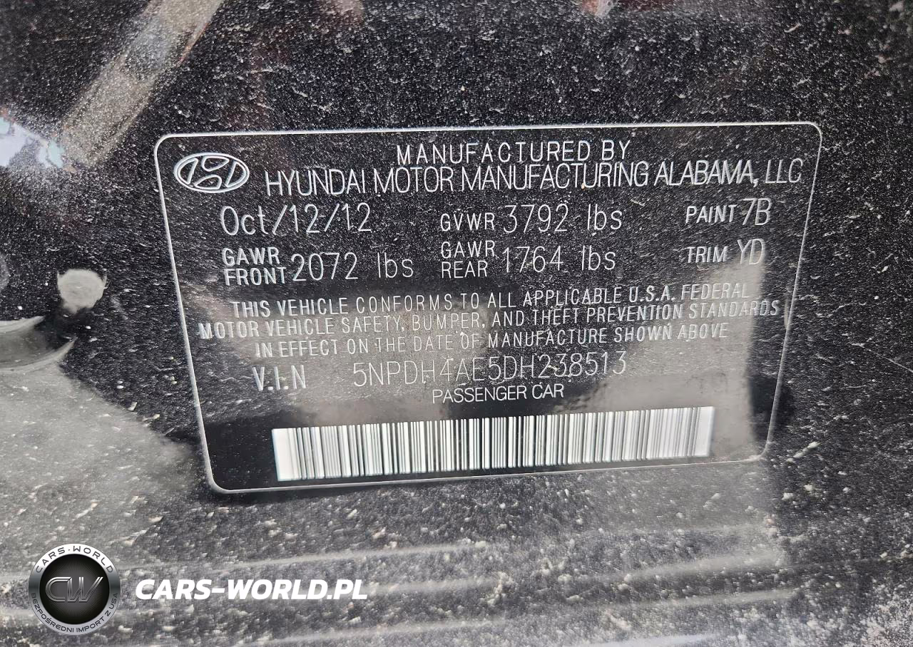 2013 Hyundai Elantra Gls VIN:5NPDH4AE5DH238513 - 12