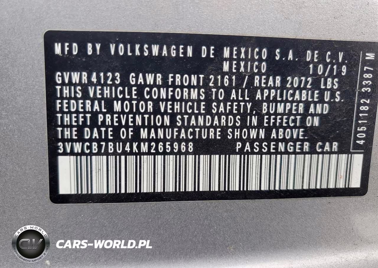 2019 Volkswagen Jetta S VIN:3VWCB7BU4KM265968 - 13