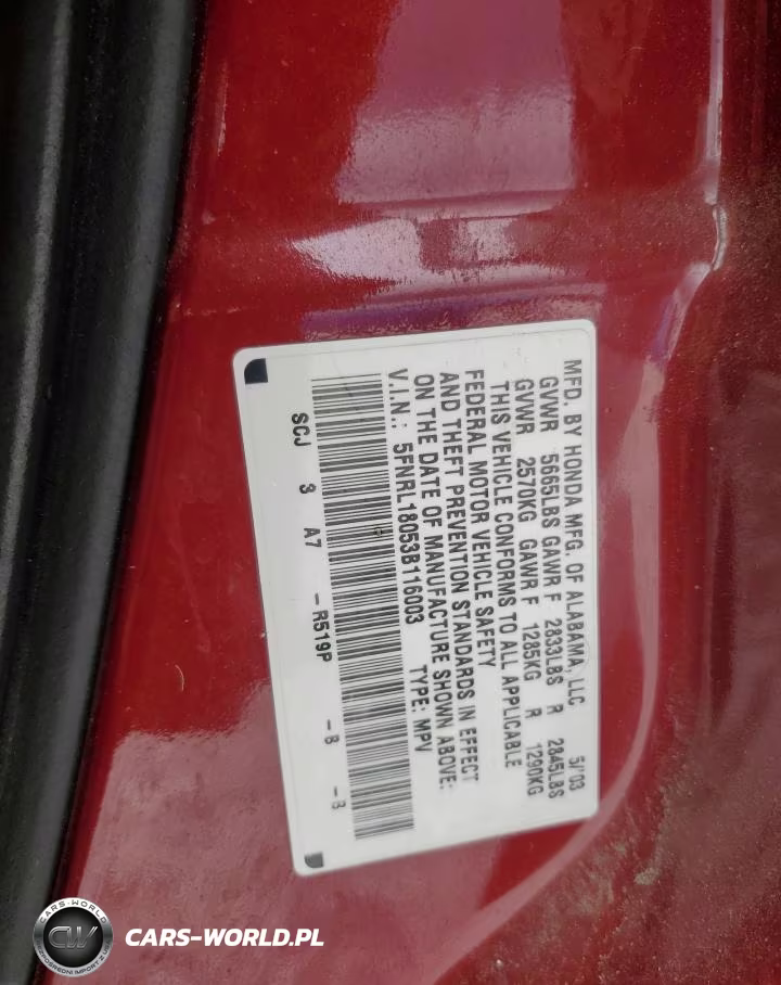 2003 Honda Odyssey Exl VIN:5FNRL18053B116003 - 13