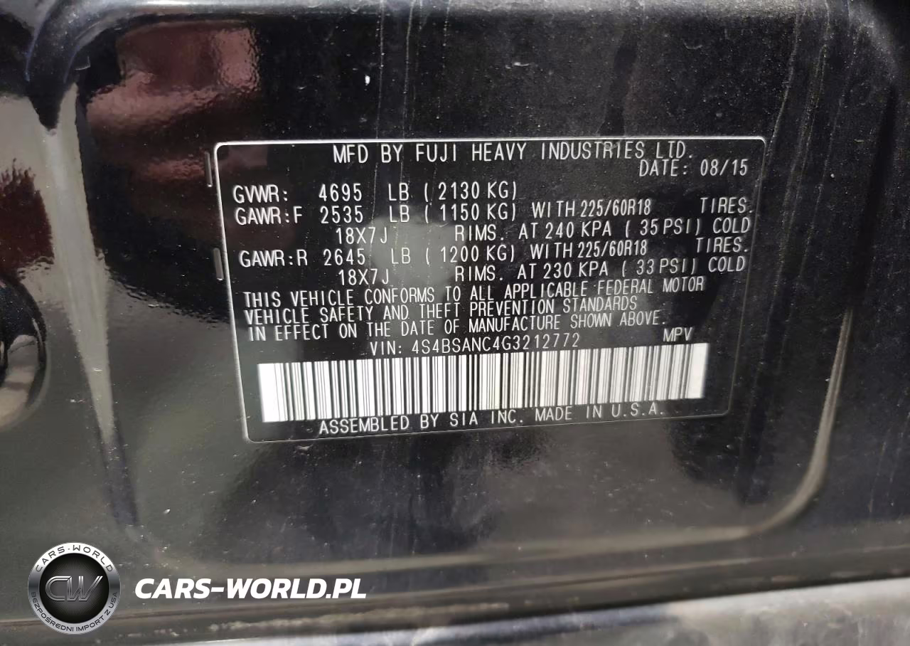 2016 Subaru Outback 2.5I Limited VIN:4S4BSANC4G3212772 - 13