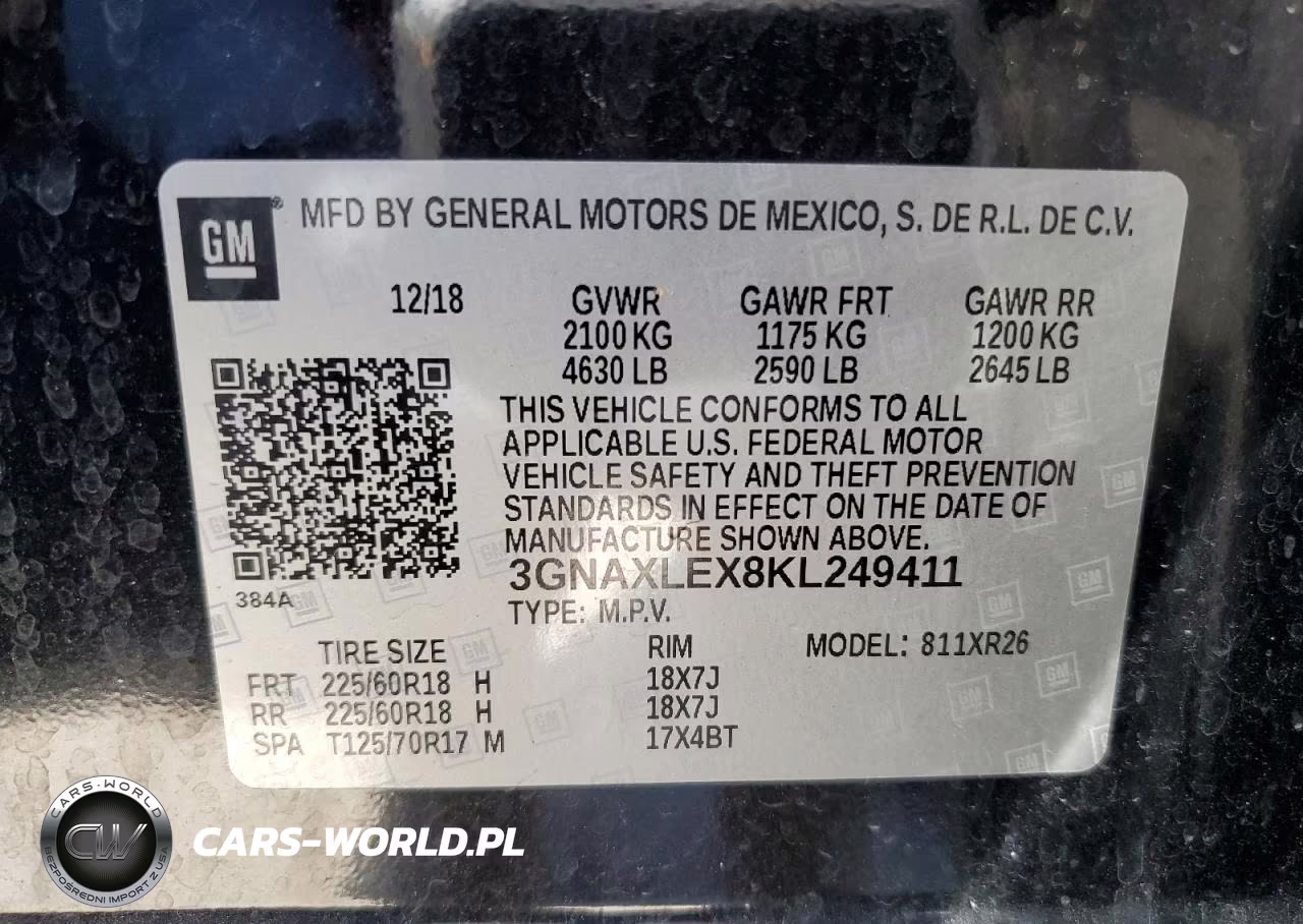 2019 Chevrolet Equinox Lt VIN:3GNAXLEX8KL249411 - 13