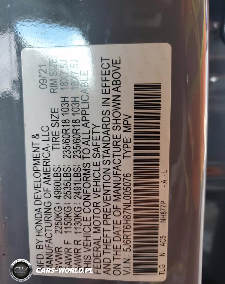 2022 Honda Cr-V Exl VIN:5J6RT6H87NL005076 - 13