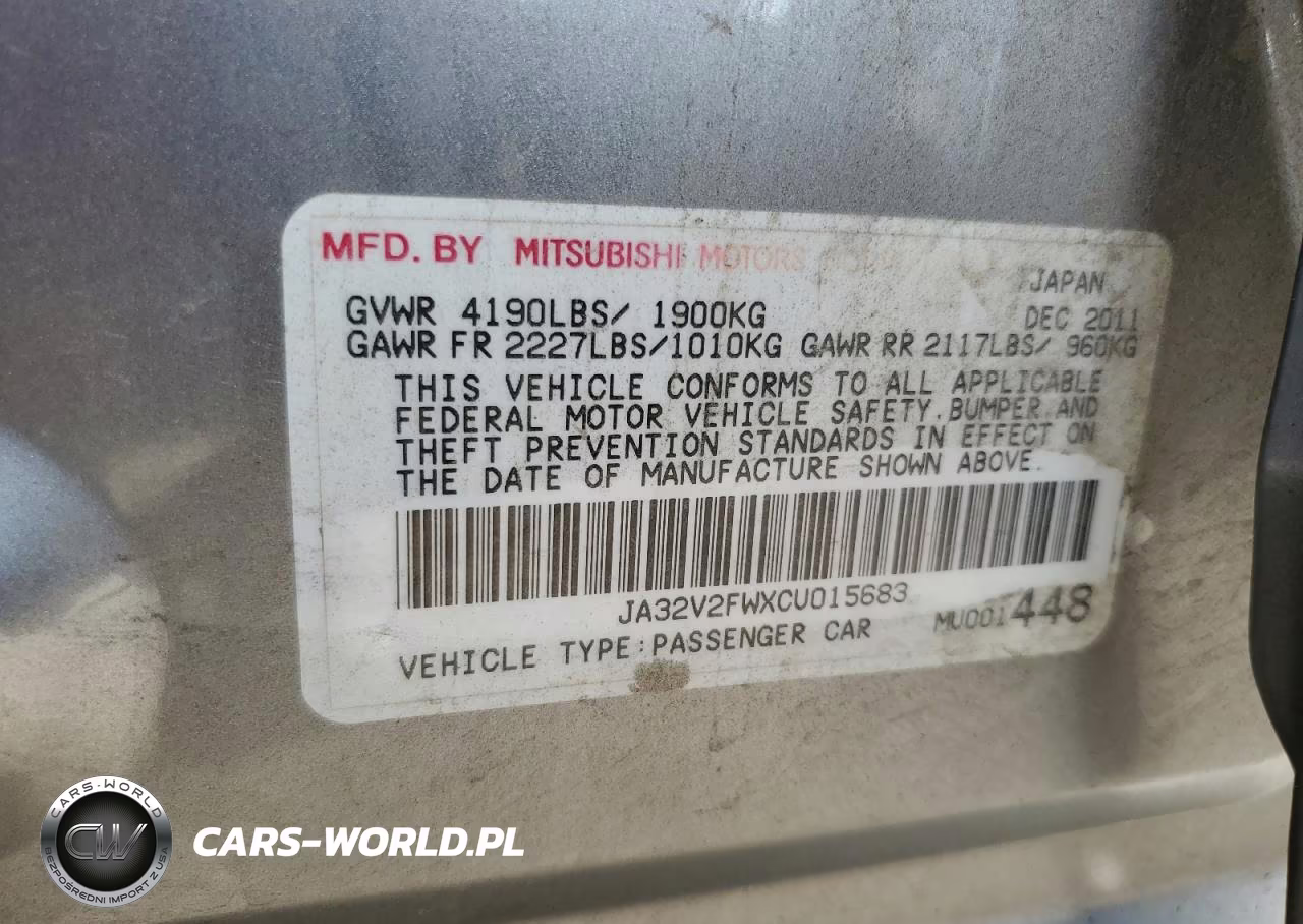 2012 Mitsubishi Lancer Se VIN:JA32V2FWXCU015683 - 12