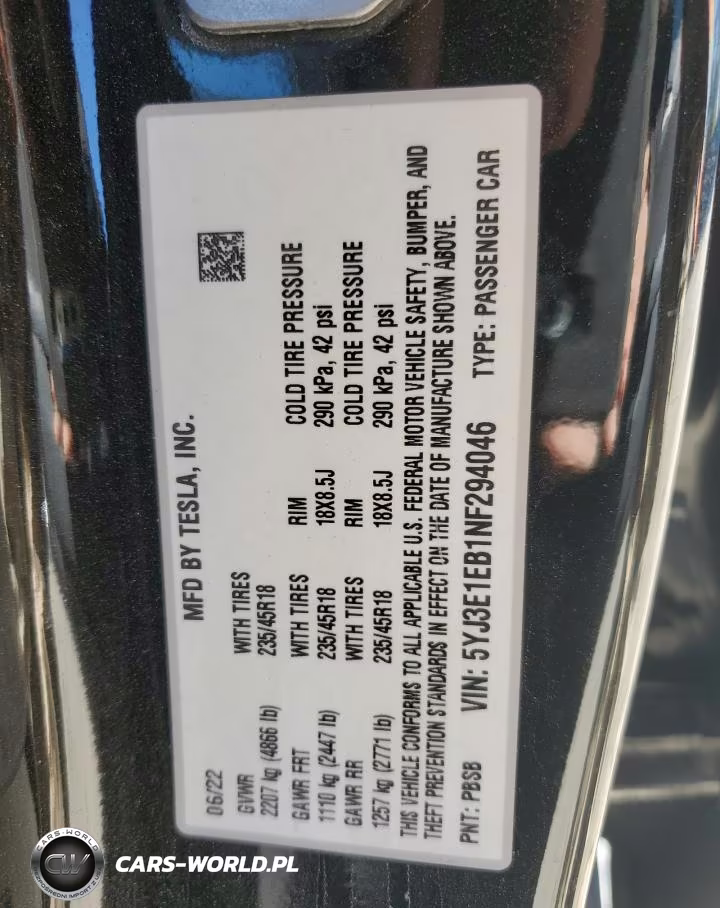 2022 Tesla Model 3 VIN:5YJ3E1EB1NF294046 - 12