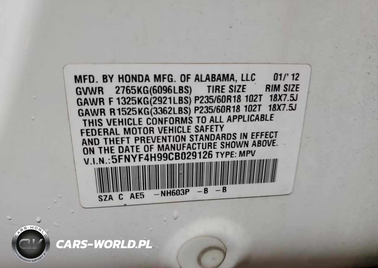 2012 Honda Pilot Touring VIN:5FNYF4H99CB029126 - 13