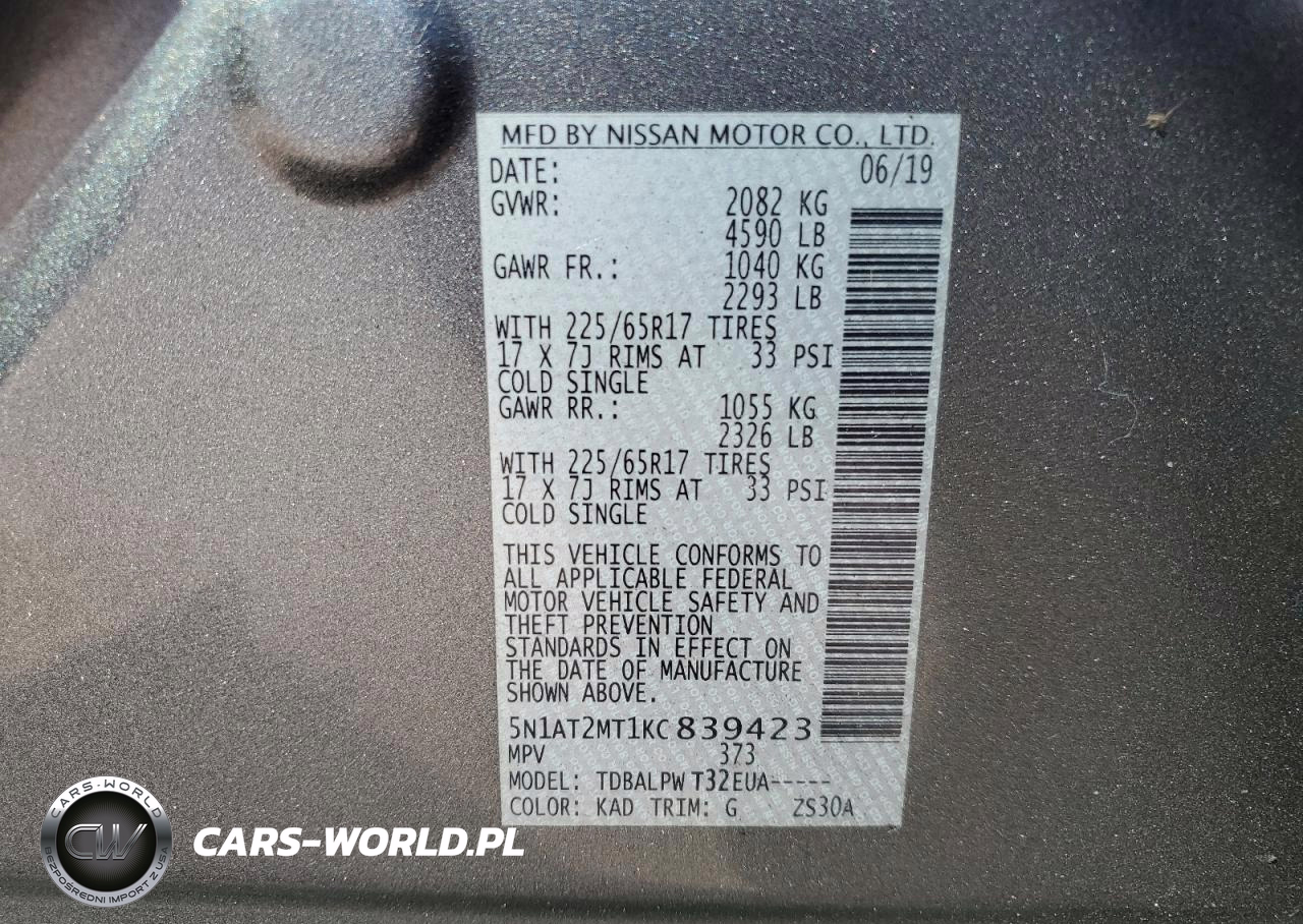 2019 Niss Rogue S VIN:5N1AT2MT1KC839423 - 14