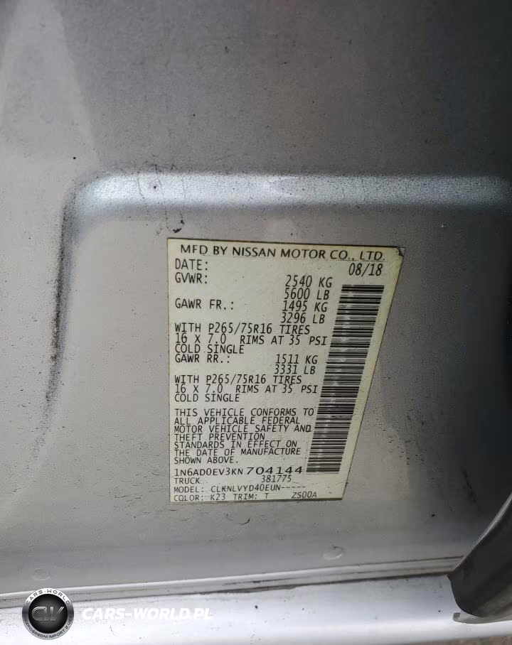 2019 Nissan Frontier S VIN:1N6AD0EV3KN704144 - 12
