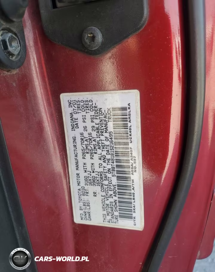 2001 Toyota Tundra Access Cab Limited VIN:5TBBT48181S216495 - 12