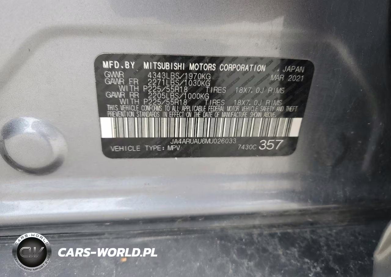 2021 Mitsubishi Outlander Sport Es VIN:JA4ARUAU6MU026033 - 12