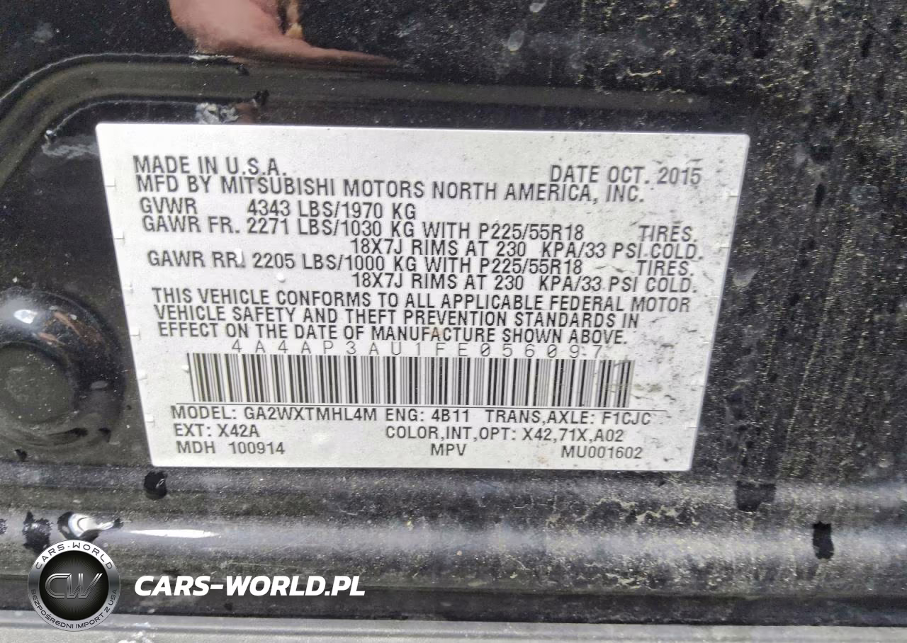 2015 Mitsubishi Outlander Sport Es VIN:4A4AP3AU1FE056097 - 13