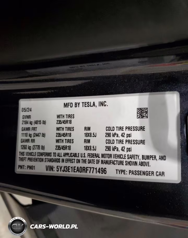 2024 Tesla Model 3 VIN:5YJ3E1EA0RF771496 - 12