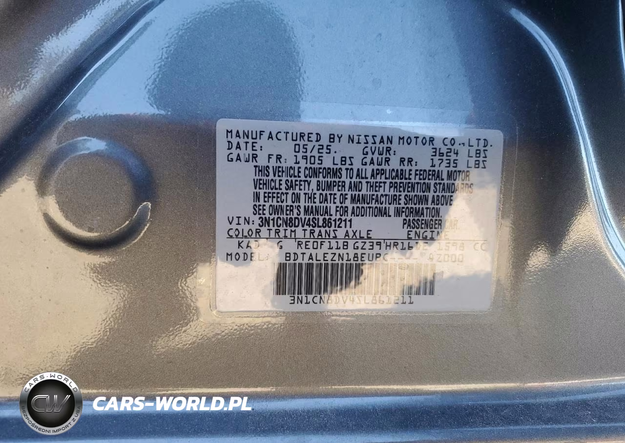 2025 Nissan Versa S VIN:3N1CN8DV4SL861211 - 12