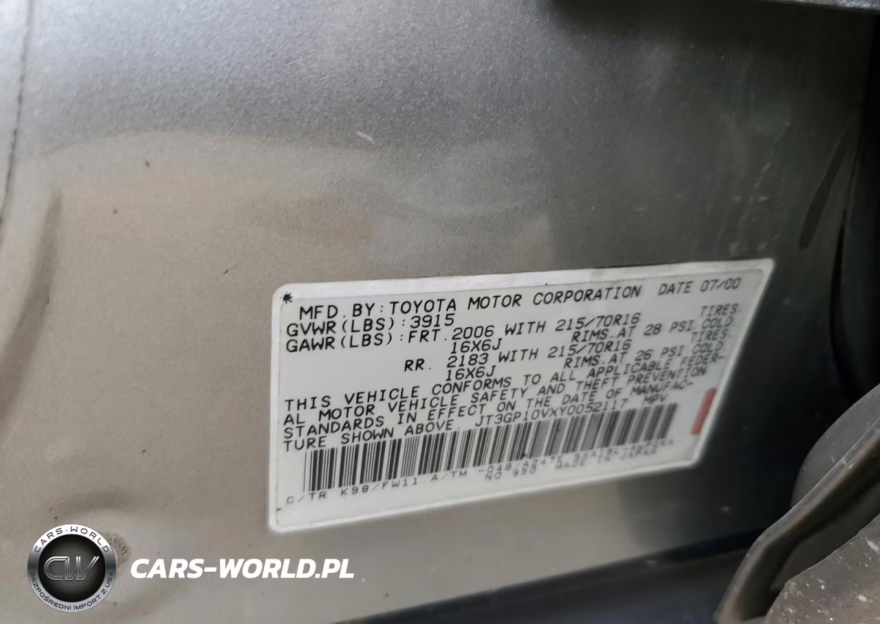 2000 Toyota Rav4 VIN:JT3GP10VXY0052117 - 12