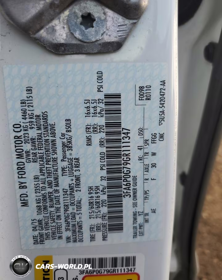 2016 Ford Fusion S VIN:3FA6P0G79GR111347 - 13
