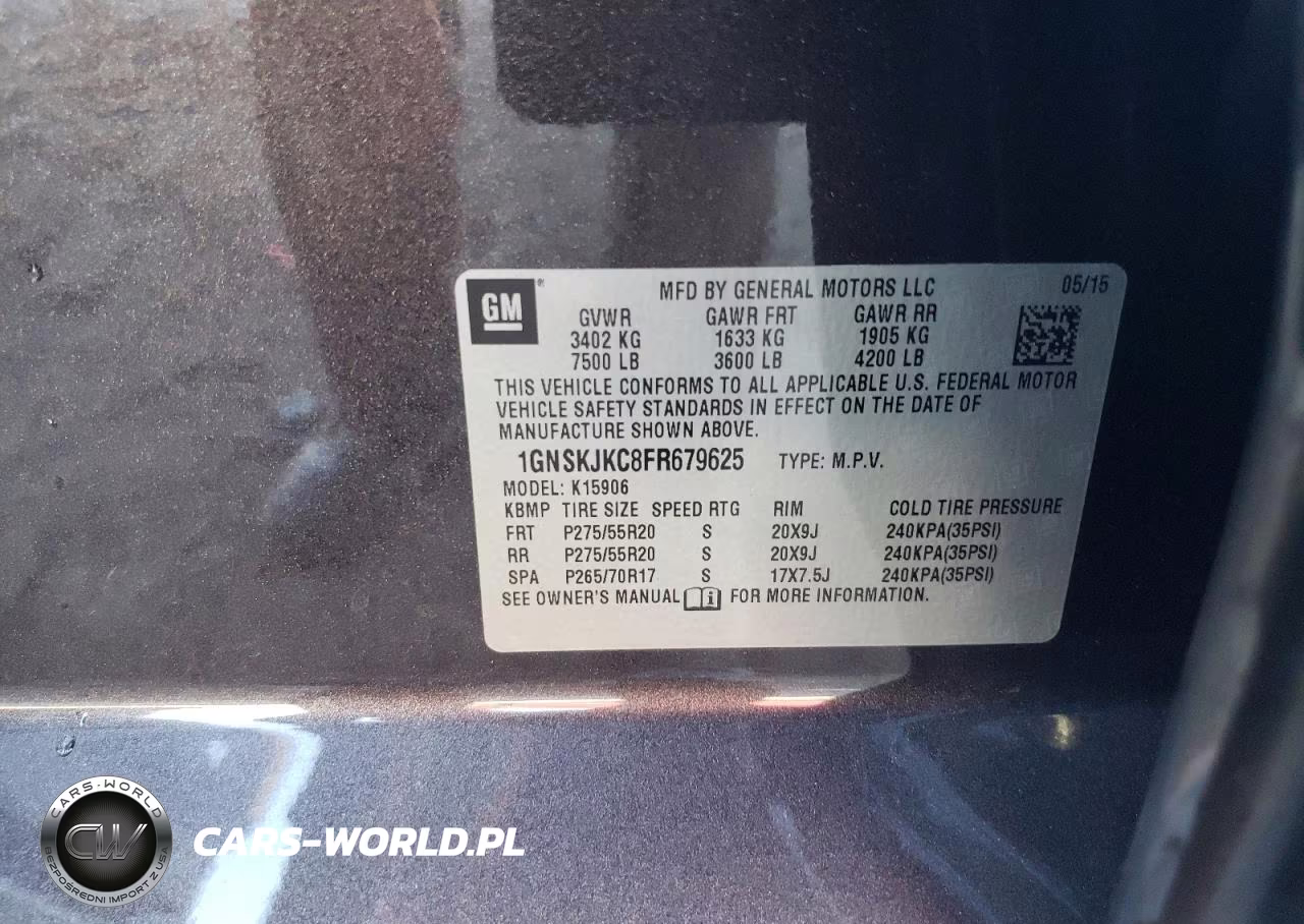 2015 Chevrolet Suburban K1500 Lt VIN:1GNSKJKC8FR679625 - 13