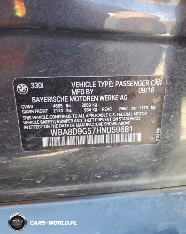 2017 BMW 330 Xi VIN:WBA8D9G57HNU59681 - 13