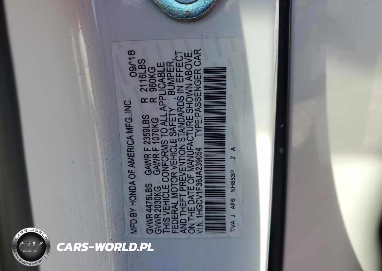 2018 Honda Accord Sport VIN:1HGCV1F36JA239054 - 12