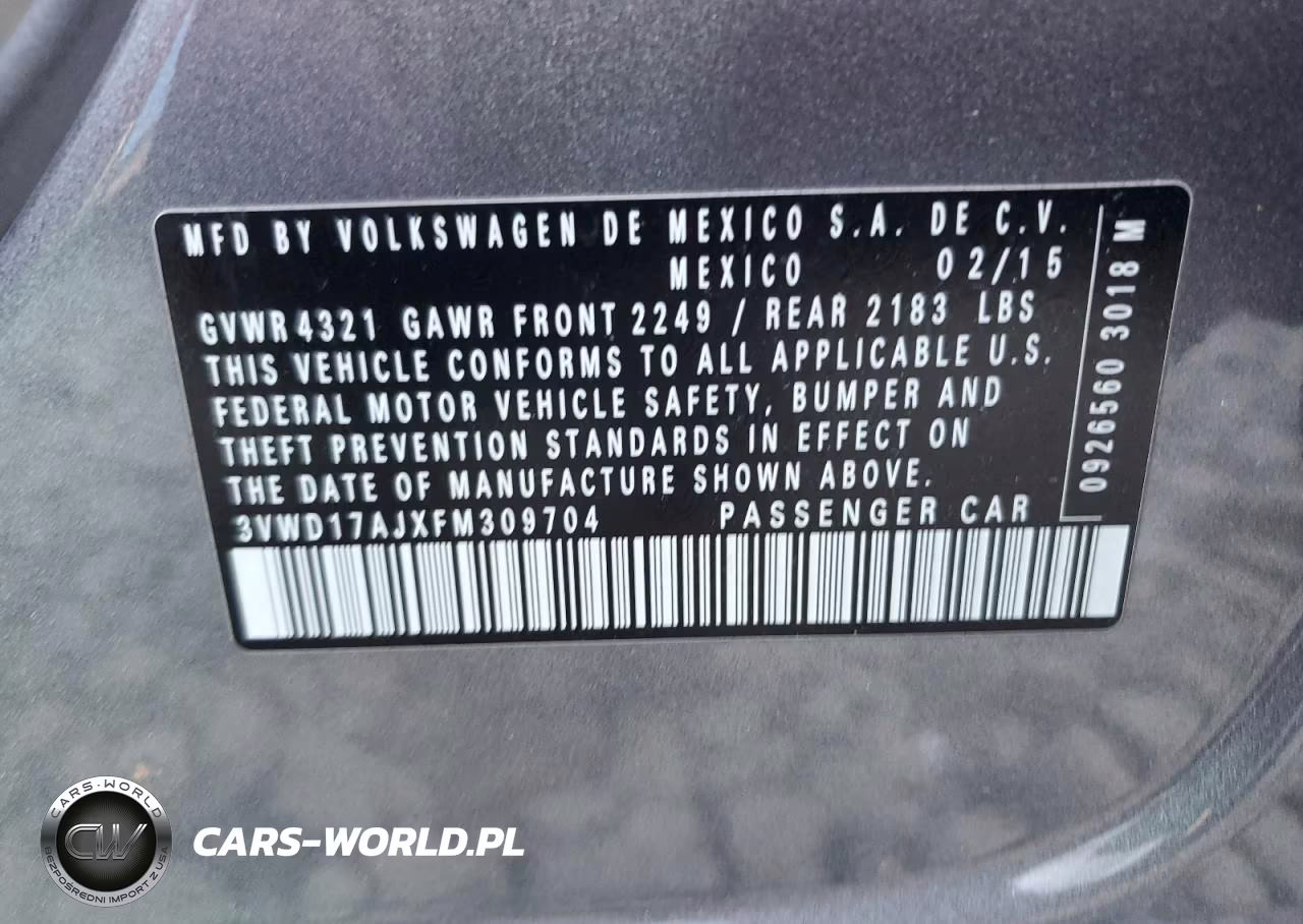 2015 Volkswagen Jetta Se VIN:3VWD17AJXFM309704 - 13